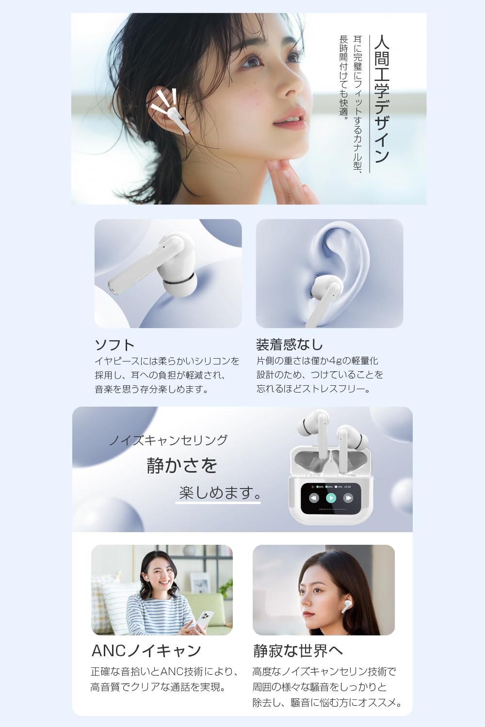 【お取引決定済⠀】透明イヤホンケース 新品】Pro4 クリアケース ワイヤレスイヤホン ブルー 吉田産業