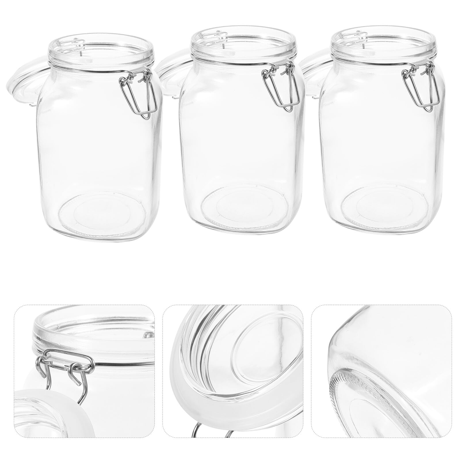 Lot de 3 Bocaux Hermétiques en Verre 1500ml avec Couvercle à Verrouillage pour Rangement la Cuisine et Conservation Alimentaire