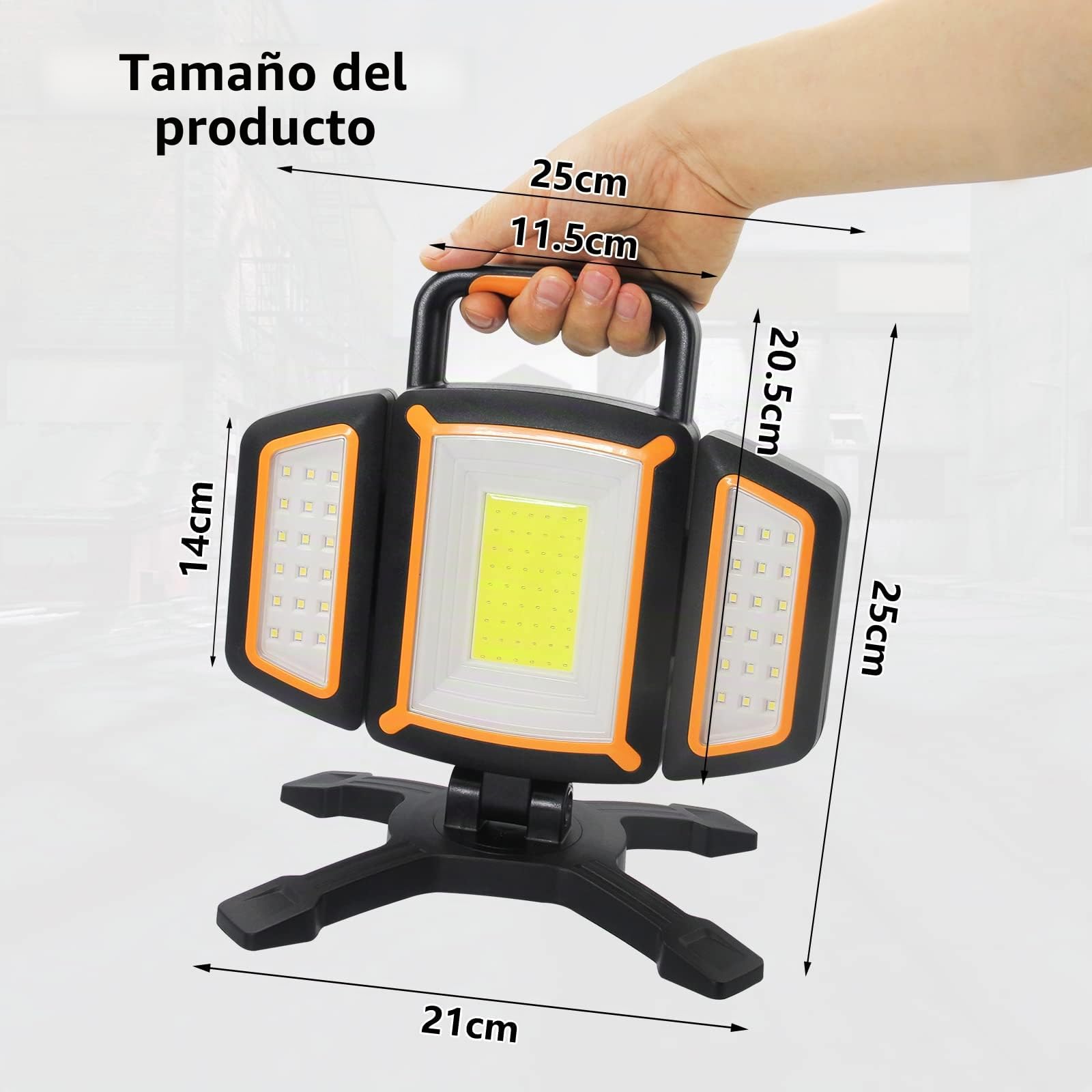 SYLSTAR Foco LED Recargable 30W, 3000LM Foco LED Bateria con Imán, 5 Modos Focos Portatil y Función Powerbank, Plegable y Trabajo, Impermeable para Obra Taller Camping Garaje Pesca Emergencia