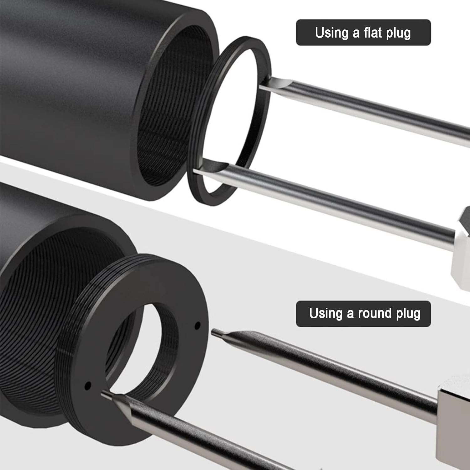Herramienta de llave de anillo a presión, acero inoxidable ajustable de doble extremo para mecánica y bricolaje, adecuada para anillos de presión de 3 a 73 mm, capacidad máxima de torsión 9 N·m
