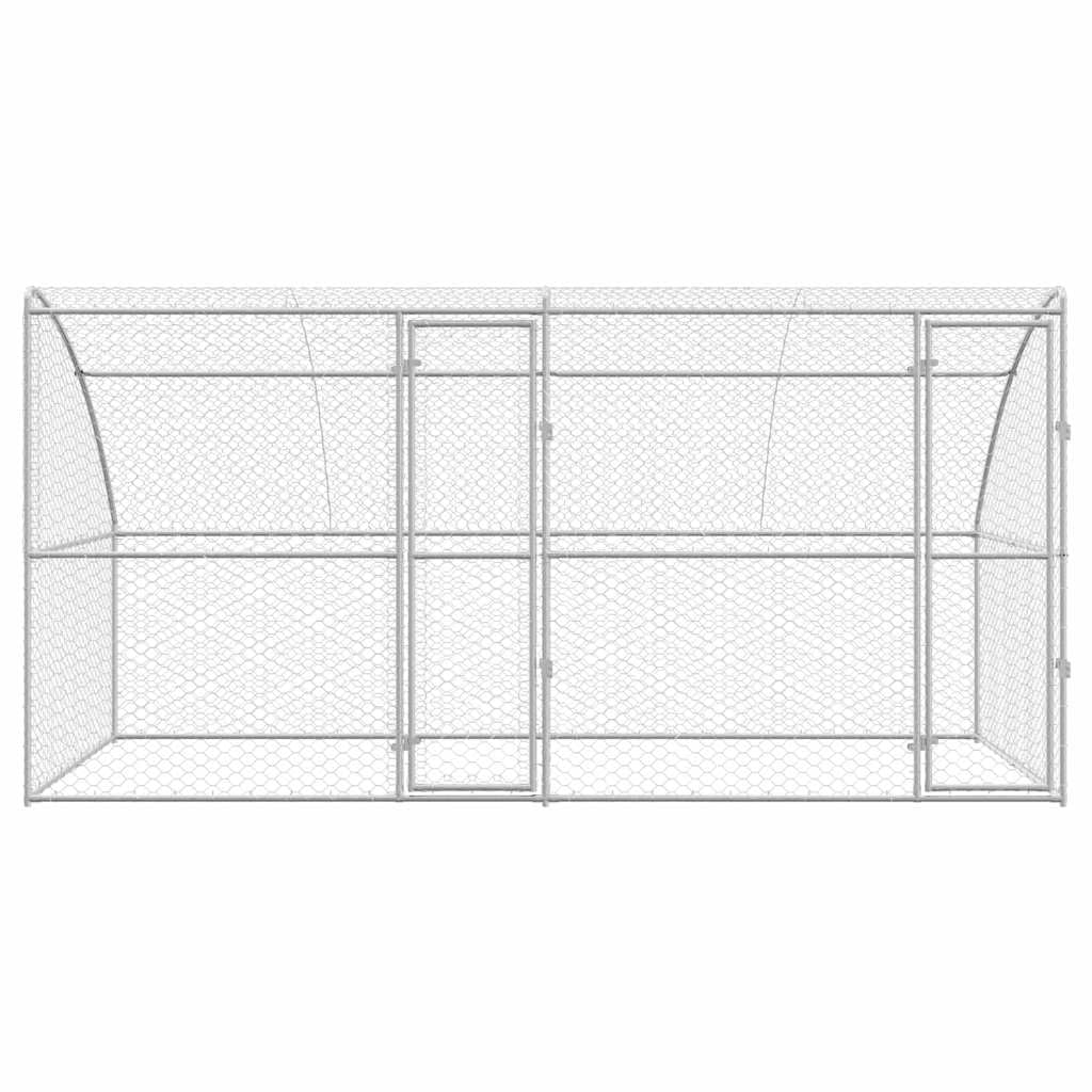 Jaula para perros de acero galvanizado, 2 unidades, 4 x 2 x 2 m, resistente a la intemperie, con techo de malla, cerrojo con cierre, salida de jardín, protección y seguridad para cachorros y