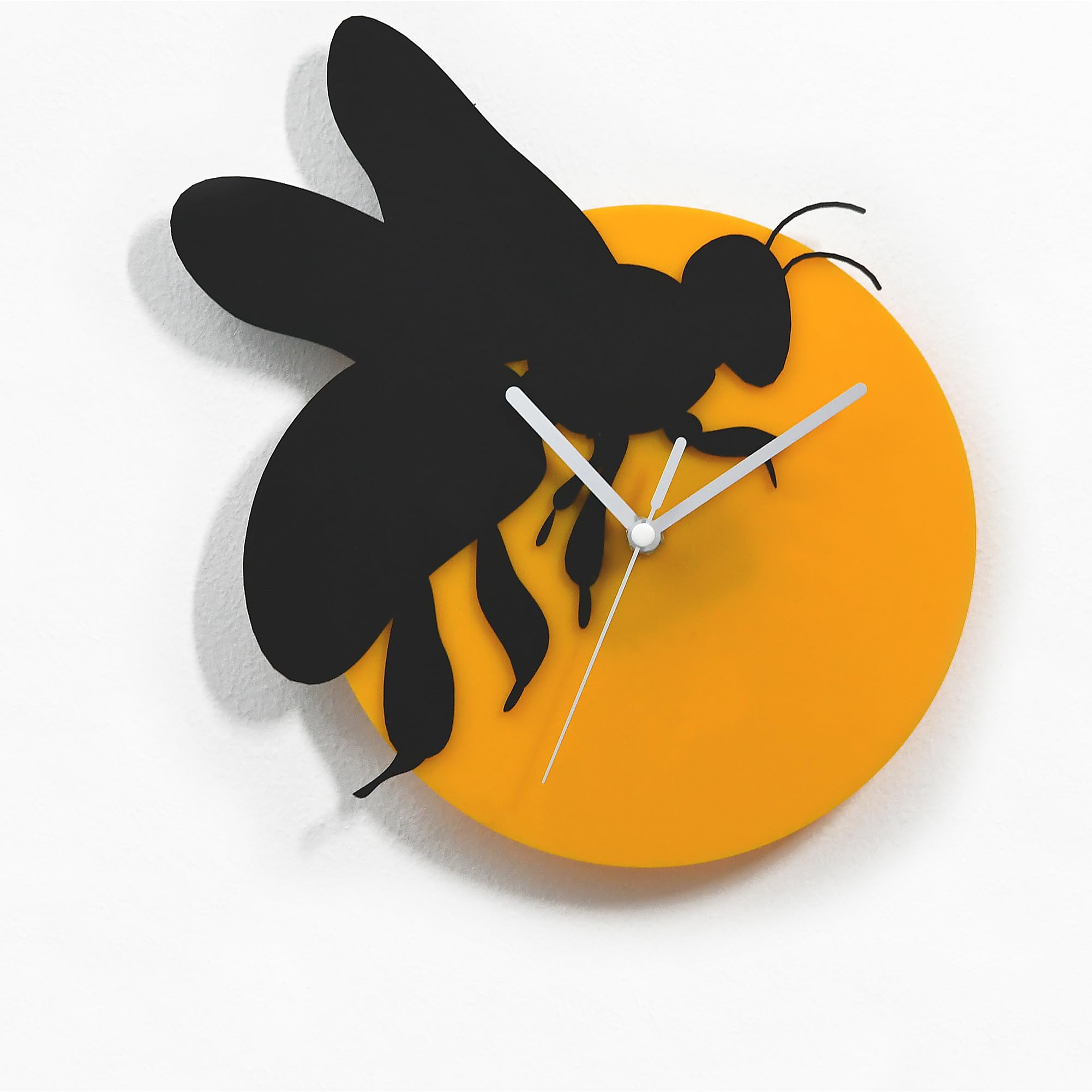 Honey Bee Silhouette Wall Clock - Yellow & Black Silhouette - Cartoon Bee Wall Decor - Bee Lover Gift - Animal Wall Clock - Bee Keeper Gift