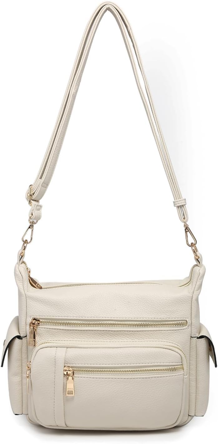 Nicole Vegan Leather Crossbody Bag for Women Multiple Pockets Shoulder Purse Casual Travel Handbag