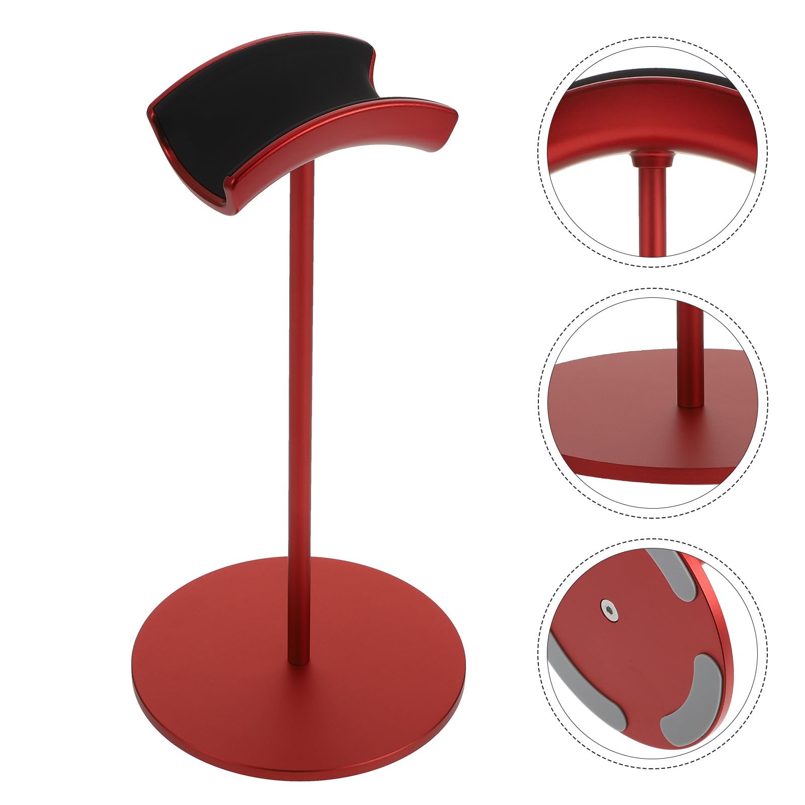 PartyKindom Supporto per Cuffie da Tavolo in Lega di Alluminio e Gomma Rosso, Leggero e Adatto a Tutte le Cuffie, per Scrivania e Postazioni di Lavoro Desktop