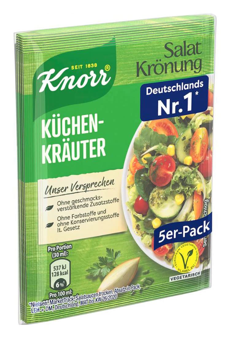 Knorr Salat Kroenung Kuechen-Kraeuter (Kitchen Herbs) 5-Pack 45g (5 x 9g)