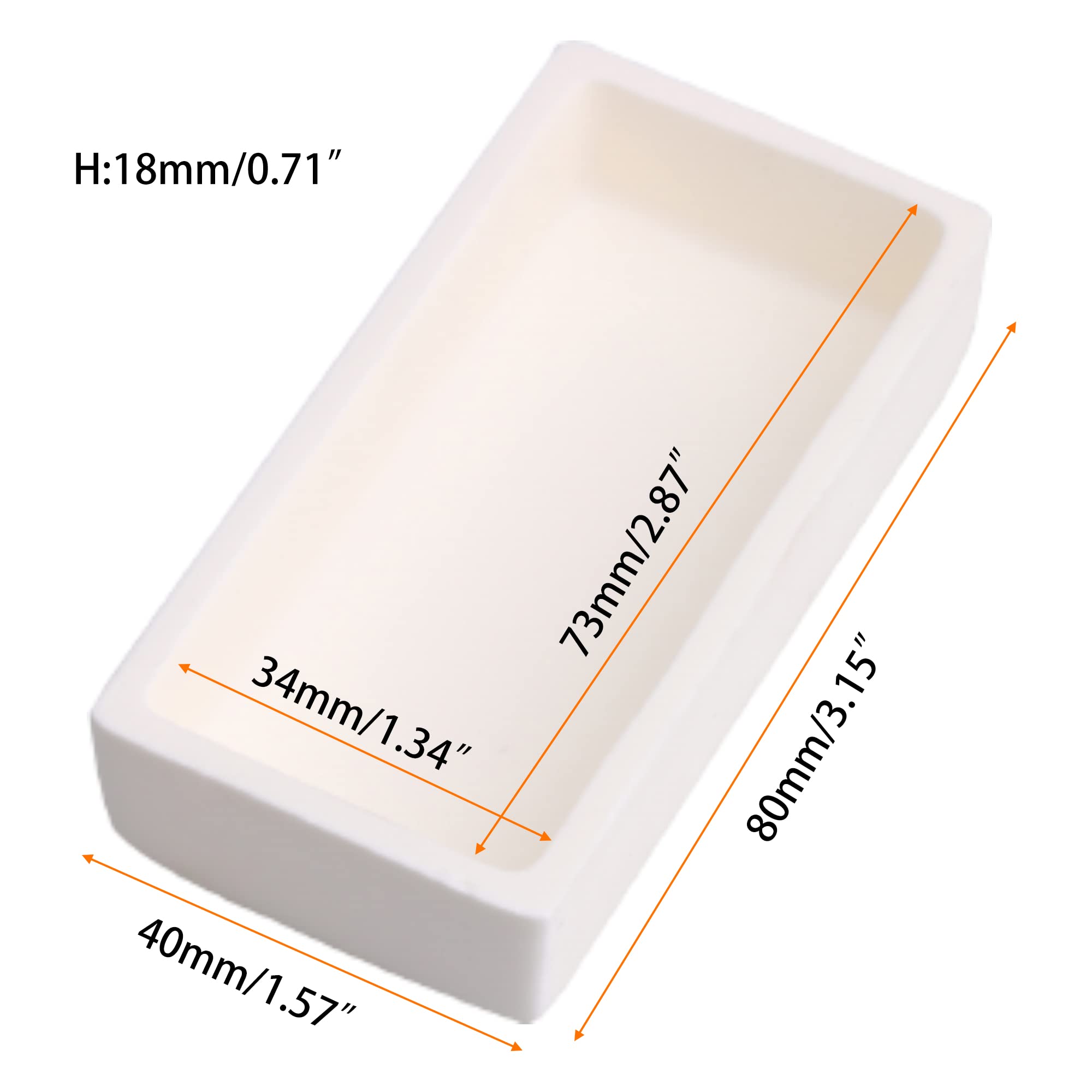 Lot de 2 creusets en céramique Alumina 8 x 4 x 1,8 cm pour bijoutiers et moulage de 50 ml