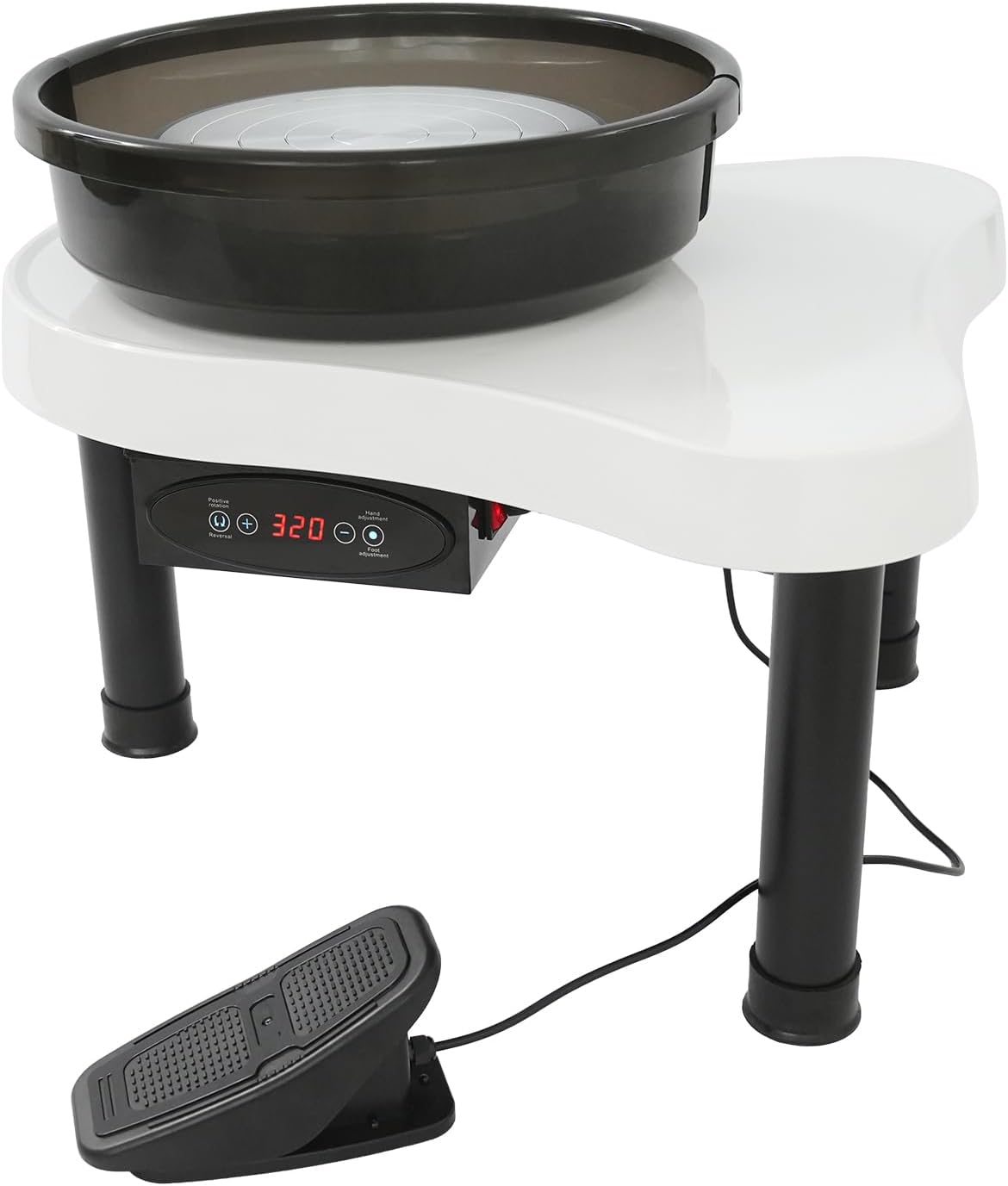 Pottery Wheel Forming Machine Pottery Wheel Ceramic Machine with LCD Touch Screen and Foot Pedal Electric Ceramic Forming Machines 12.6in Turntable Adjustable Rotation Speed (White and Black)