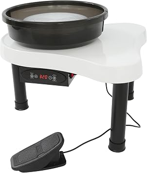 Pottery Wheel Forming Machine Pottery Wheel Ceramic Machine with LCD Touch Screen and Foot Pedal Electric Ceramic Forming Machines 12.6in Turntable Adjustable Rotation Speed White and Black