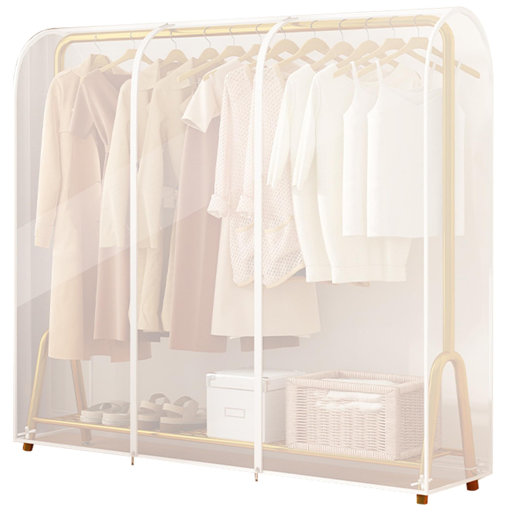 Sjfbebsy Garment Rack Cover, 71x20x59inch Dustproof Thickened Clothing Rack Cover, Moisture-Proof Capacious Protective Hanging Garment Bag for Storing & Organising Clothes - Hanging Bag