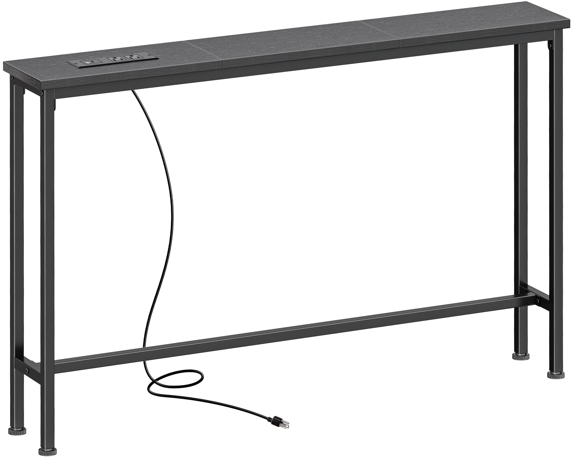 SUPERJARE 5.7 Inch Console Table with Outlet, Sofa Table, Behind Couch Table, 5.7 x 39.4 x 29.7 Inches, Metal Frame, Charging Station, for Living Room