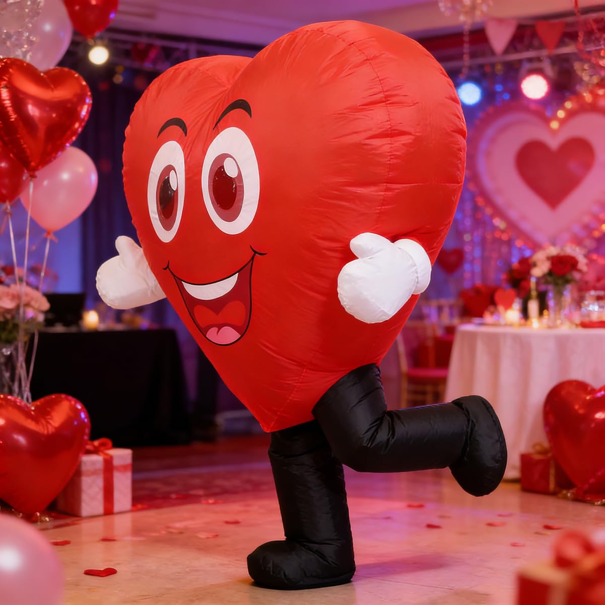 RHYTHMARTS Disfraz hinchable Corazón de Amor Rojo Disfraces Hinchables Rojos Disfraz de Mascota Adulto San para Valentín