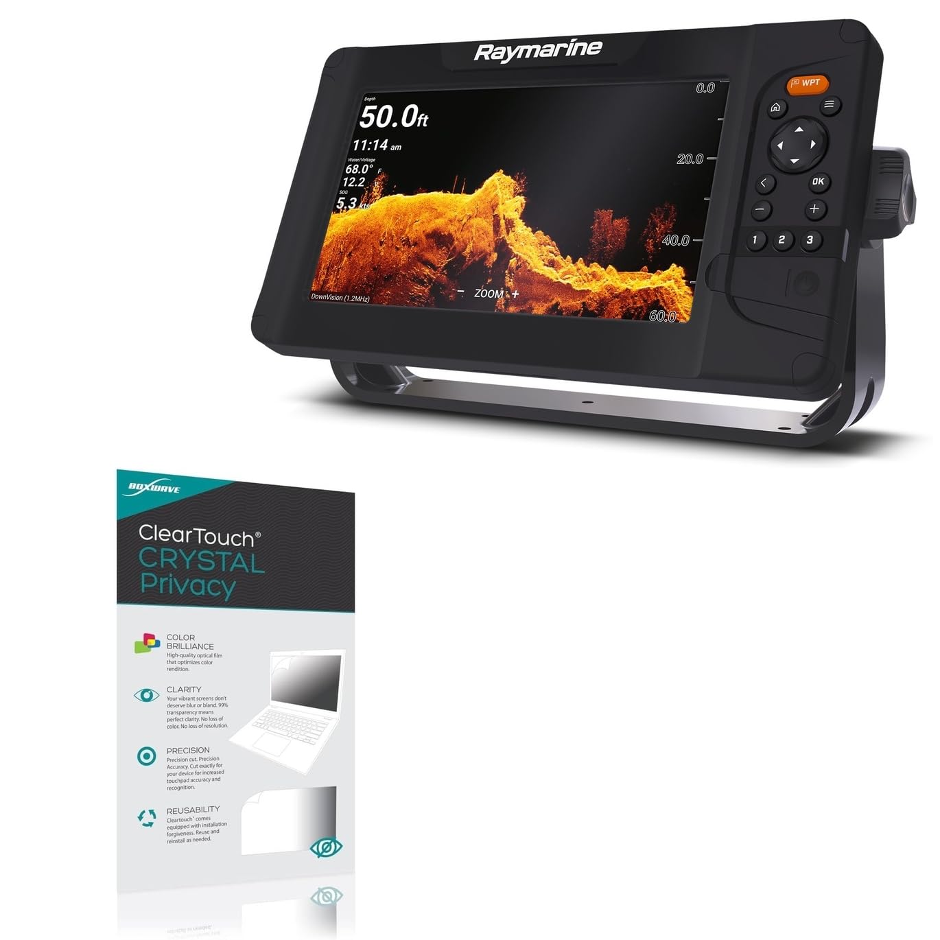 BoxWave Screen Protector Compatible with Raymarine Element 9 HV - ClearTouch Crystal Privacy (2-Pack), Privacy Screen Protector Flexible Film Clear