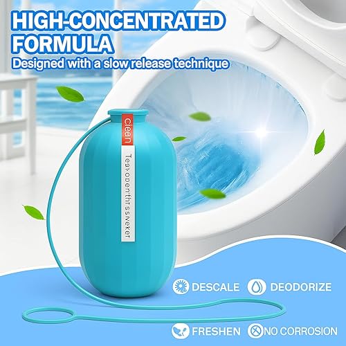 Miniatura 3 de FESTIVAGUARD Limpiador de tanque de inodoro, 4 unidades, botella de gel automática para desodorizar, eliminar manchas y escamas, frescura duradera