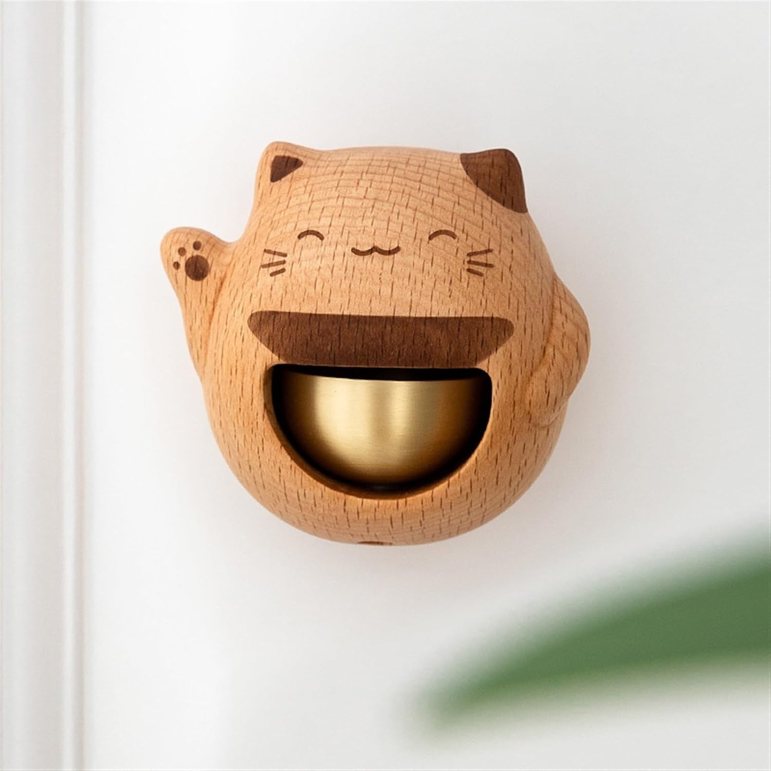 Cat Chime Bell, Shopkeepers Bell for Door Opening, Hanging Decoration for Entrance, Self Adhesive Wood Doorbell for Door Wall Store Wardrobe Decor
