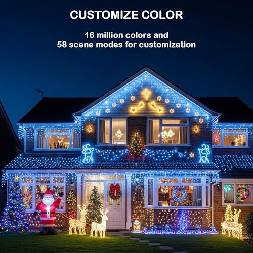 Miniatura 2 de Luces de carámbano de Navidad inteligentes de 33 pies, 58 modos de escena, 16 millones de colores, luces LED RGB con aplicación y control remoto,