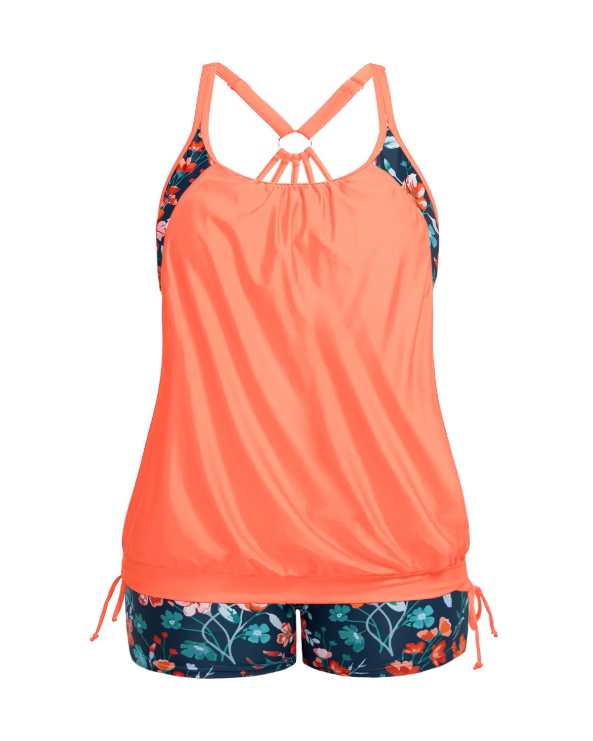 Holipick Womens Plus Size Tankini with Shorts Two Piece Swimsuits