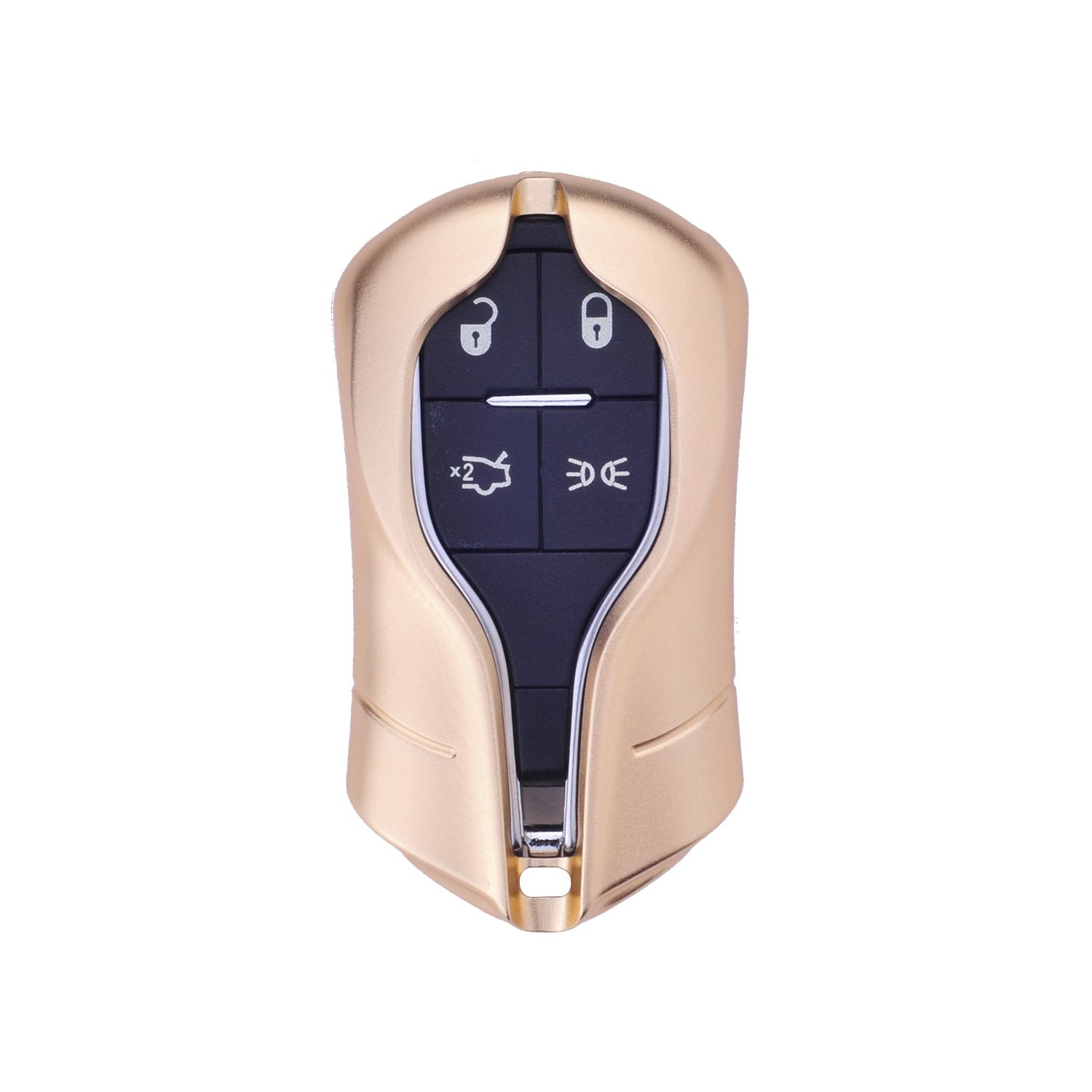 [MissBlue] Aircraft Aluminum Key Fob Cover For Maserati Remote Key, Protector Case Fits Maserati Ghibli Levante Quattroporte Car Key, Unisex Metal Key Fob Keychain Key Fob Holder for Men Women - Gold