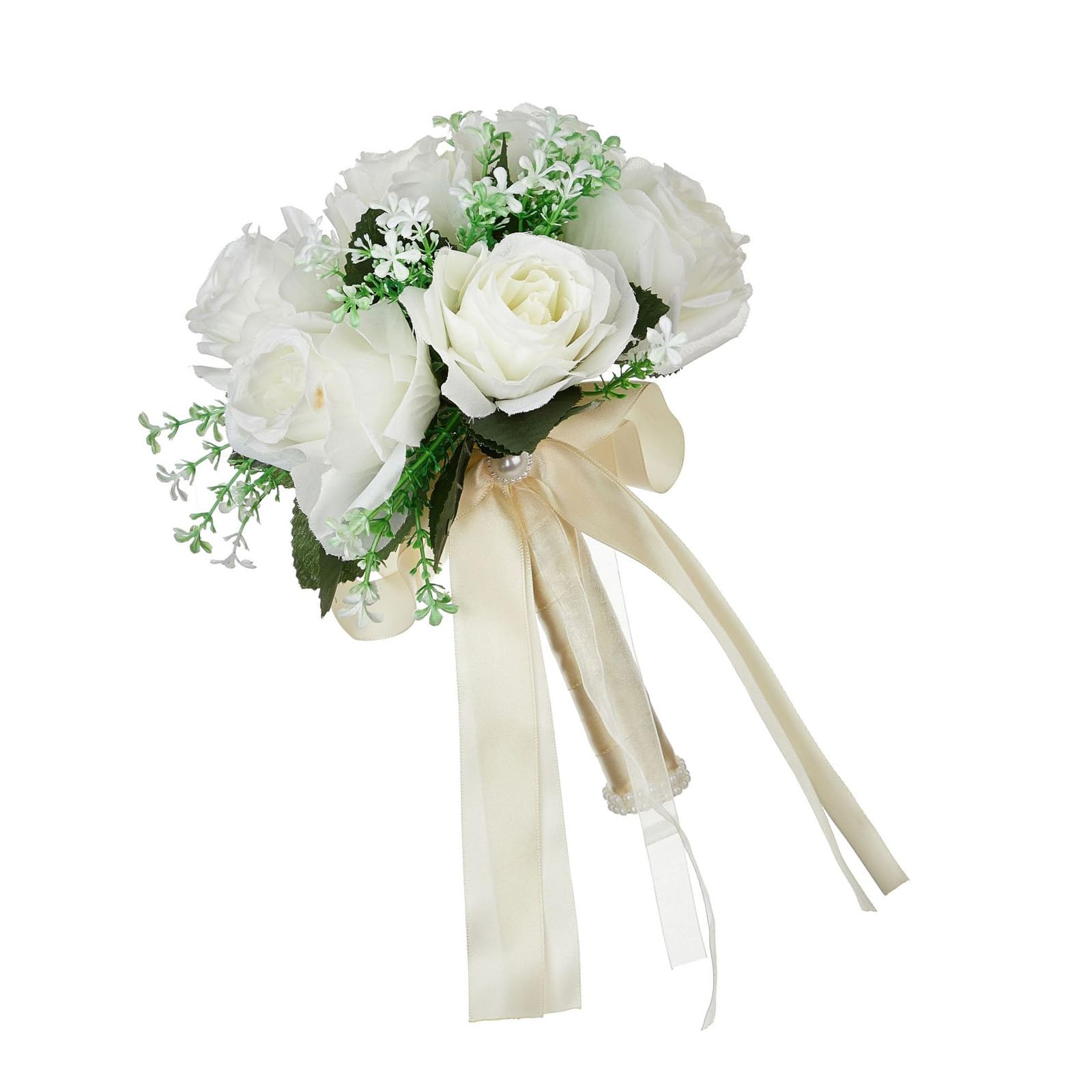 Xjdzineq Stylish Flower Bouquet for Wedding Day Rose Flowers Handheld Bride Floral Arrangement Weddings for Decorations Silk Flower Bridal