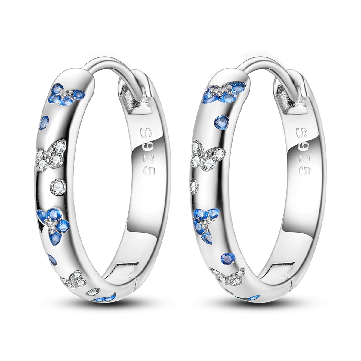 Parmuz 925 Sterling Silver Earrings Hoops for Women Ladies Simple Lightweight Twisted Medium Hoop Earrings With Cubic Zirconia