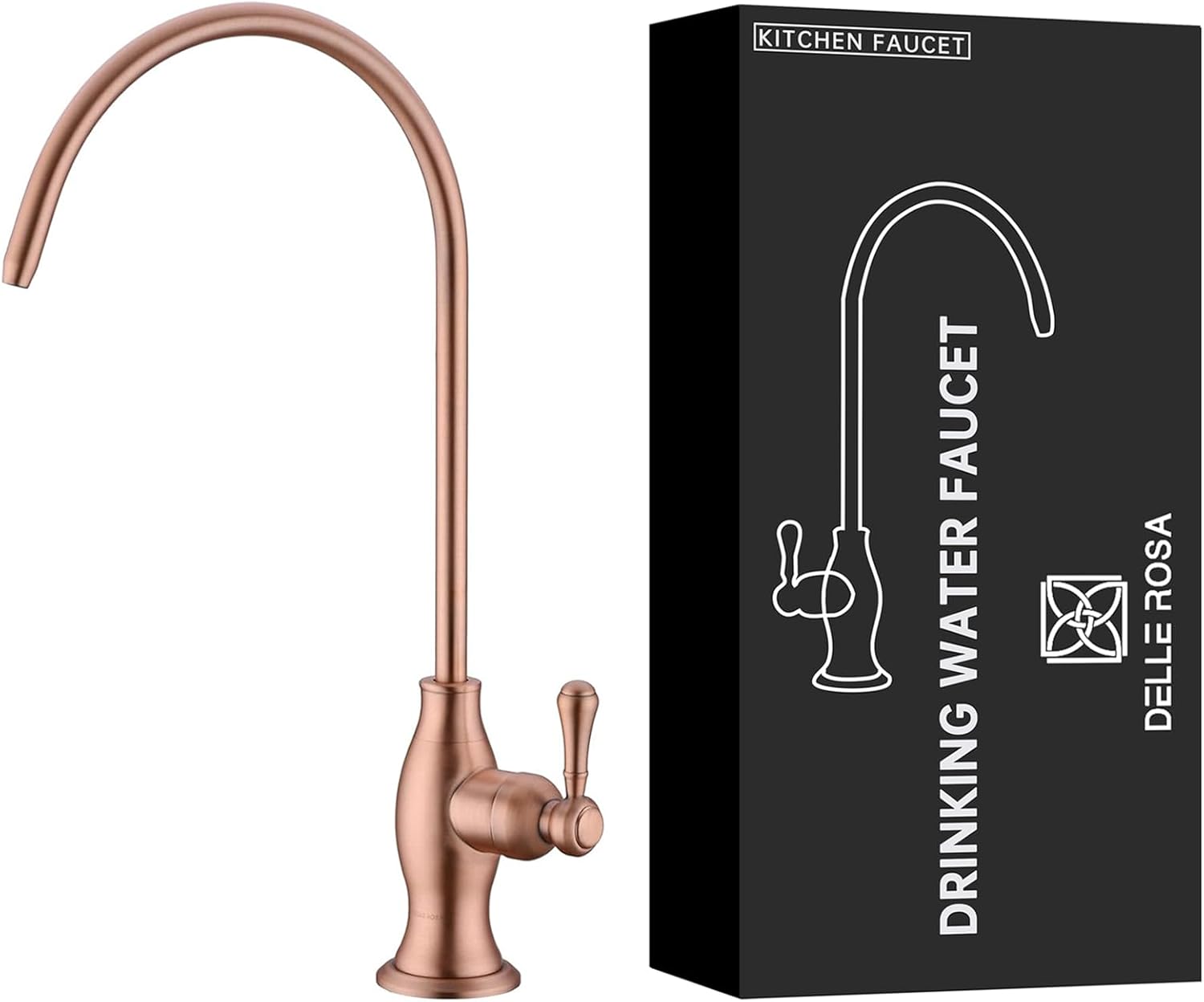 Delle Rosa Grifo de agua potable con acabado de cobre, grifo de filtro de agua de cocina de latón macizo retro, grifo de filtración de agua