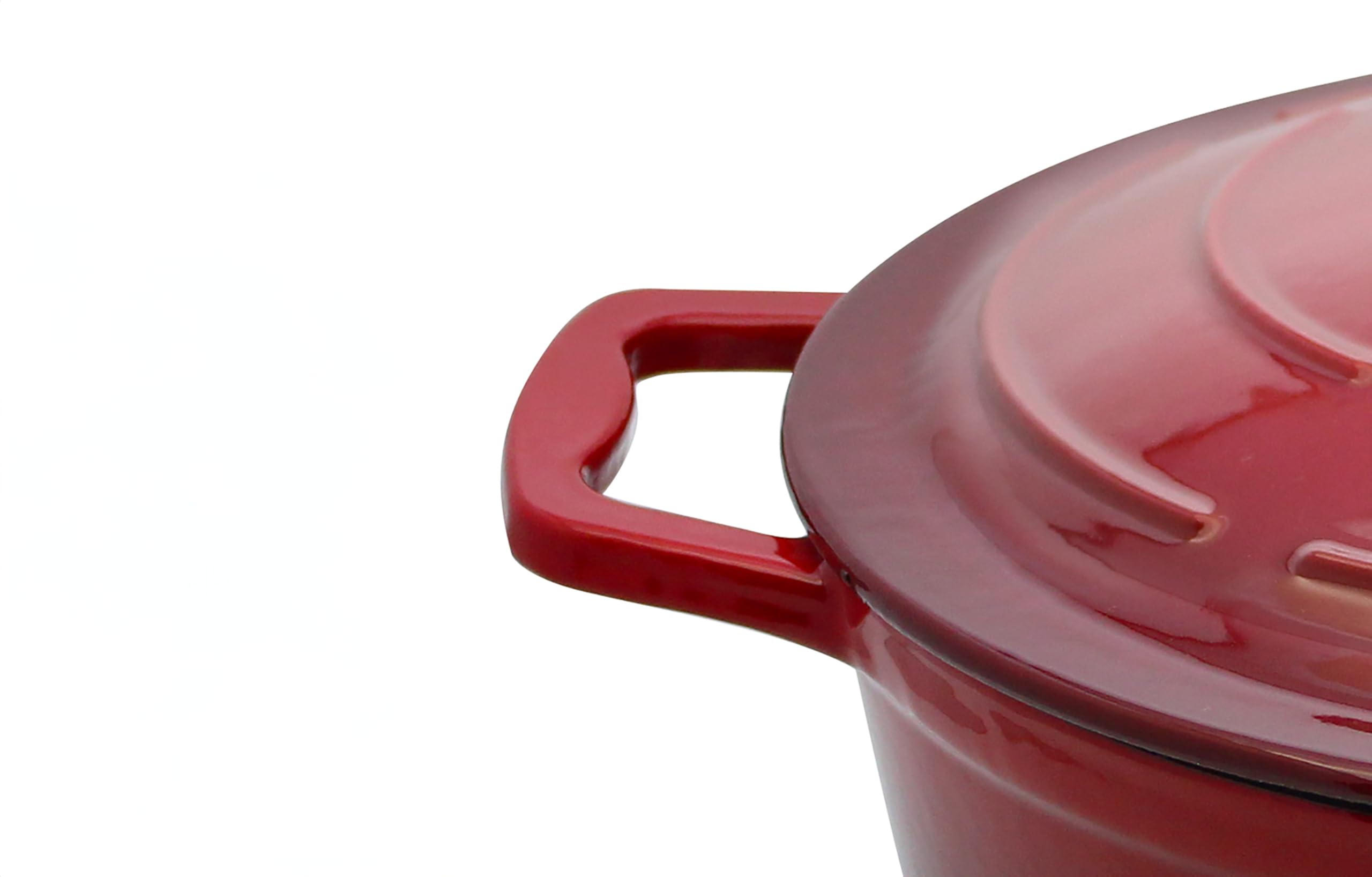 ELO 3082826 casseruola in ghisa smaltata bassa antiaderente con coperchio, rosso ciliegia, adatto al forno, pentola a cottura a induzione, 28 cm, 3L | Struttura scanalata nel coperchio, manopola in acciaio inox con anello in silicone, resistente, adatta a