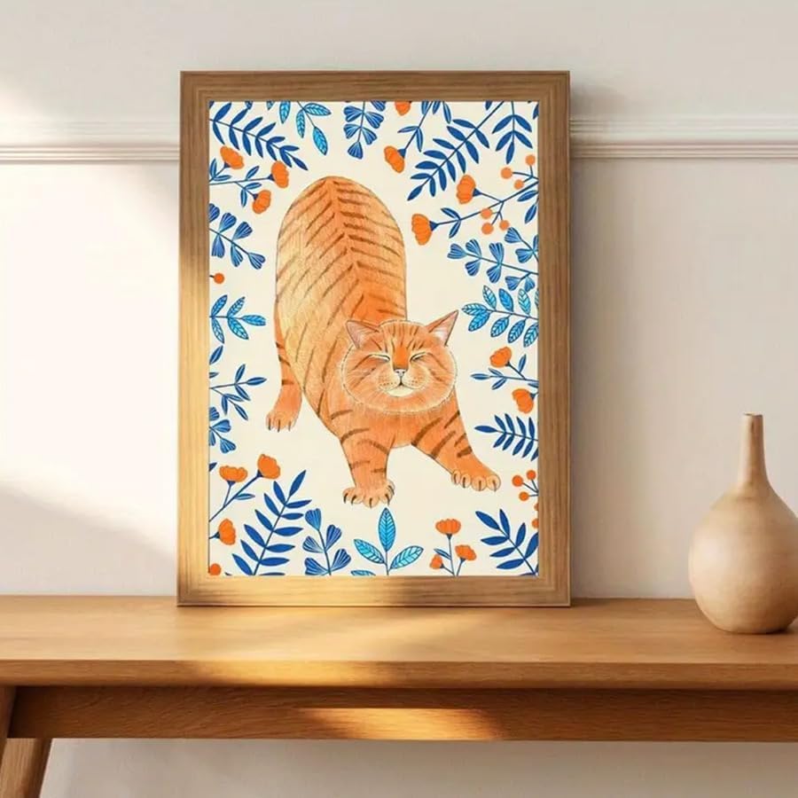 Cute Cat Pattern Wall Art Decoration Home Decor Print for Bathroom Bedroom Poster Wall Art no Frames 4x6 inch Cat001