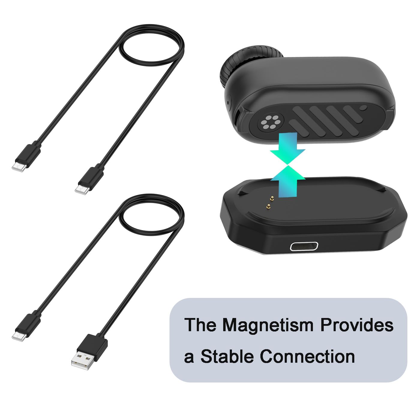 Stazione di ricarica per Insta360 Go 3/Go 3S Caricabatterie di ricambio (2 cavi USB-A e Type-C)