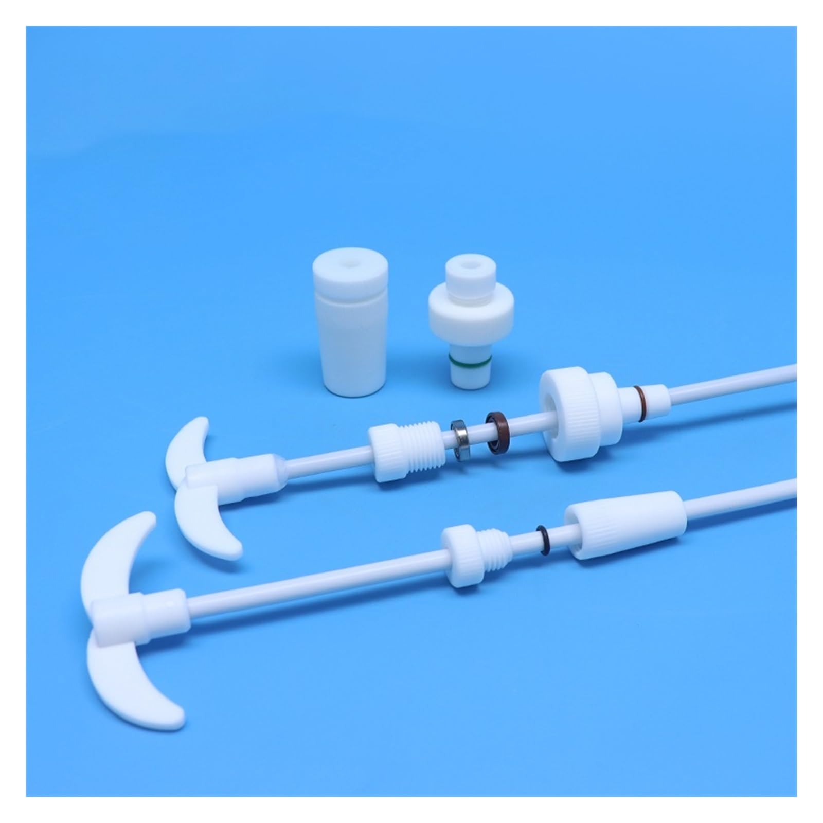 PTFE wałek mieszadło prętowe 2 łopatki mieszadła z PTFE, politetrafluoroetylen, odporny na kwasy i zasady, długość pręta 500 mm, średnica 8(8x500x90mm)