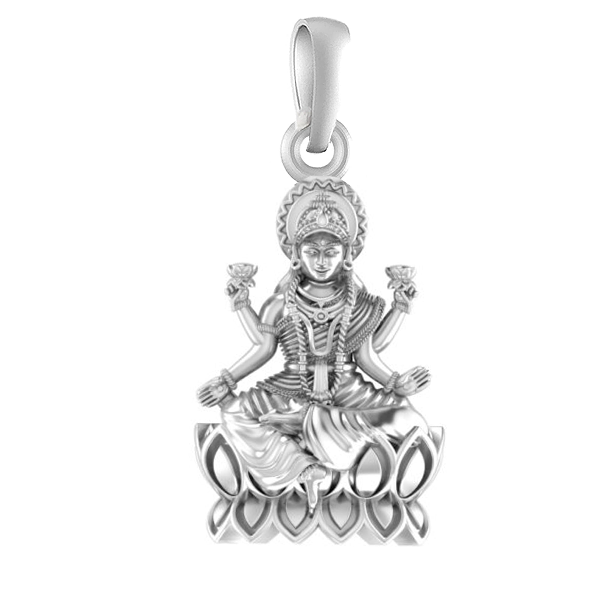 Sterling Silver (92.5% purity) Goddess Laxmi Ji Pendant for Men & Women Pure Silver Lord Laxmi Locket for Good Health & Wealth-image-41