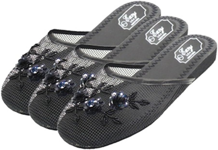 Greg MichaelsEasy Women's Black Chinese Mesh Slippers