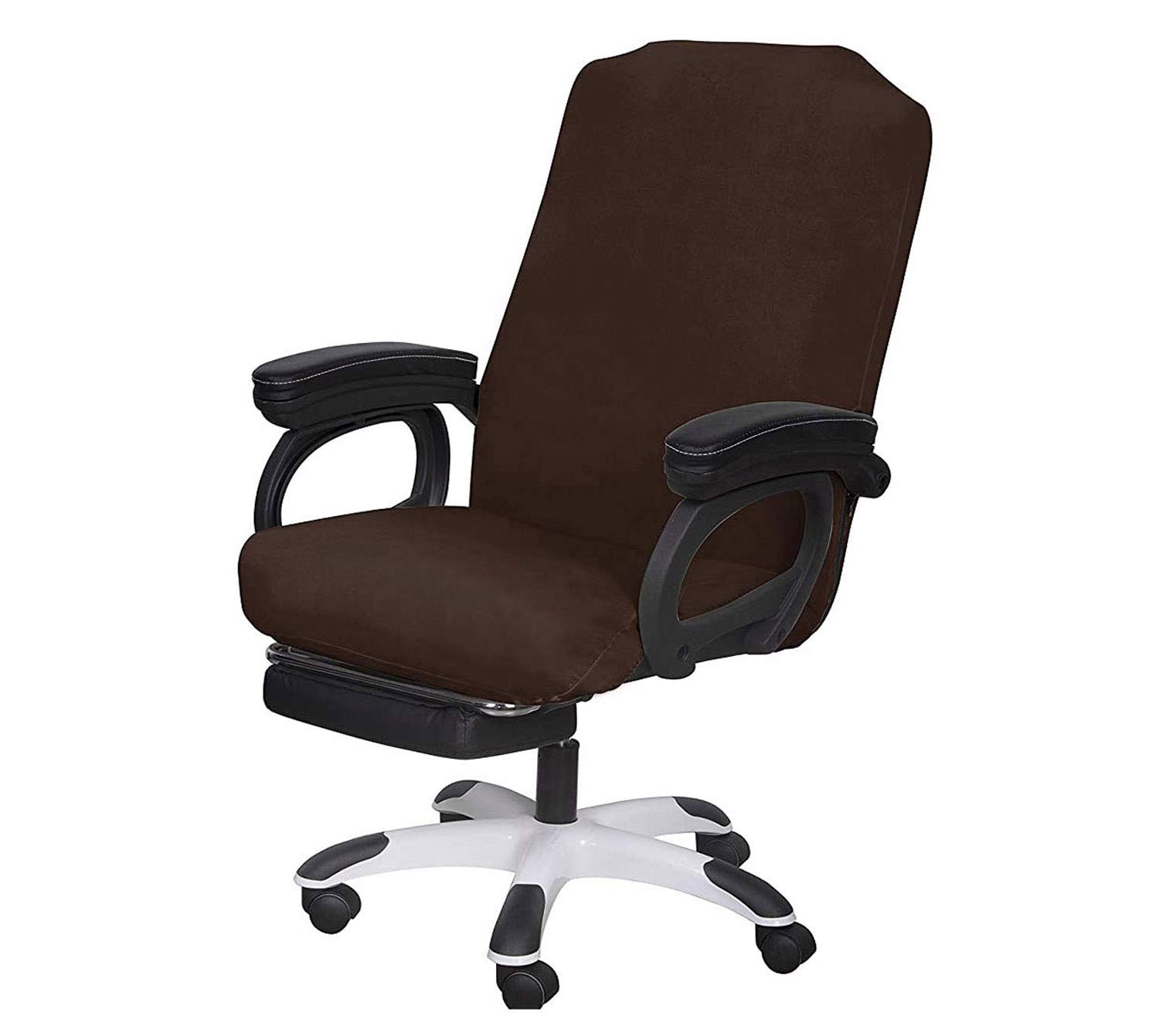 SARAFLORA Office Chair Covers- Medium, Brown- Removable Computer Chair Covers for Office Chair with Zipper for Universal Rotating Chair Desk Chair Cover Chair Seat Washable Protector for Pets
