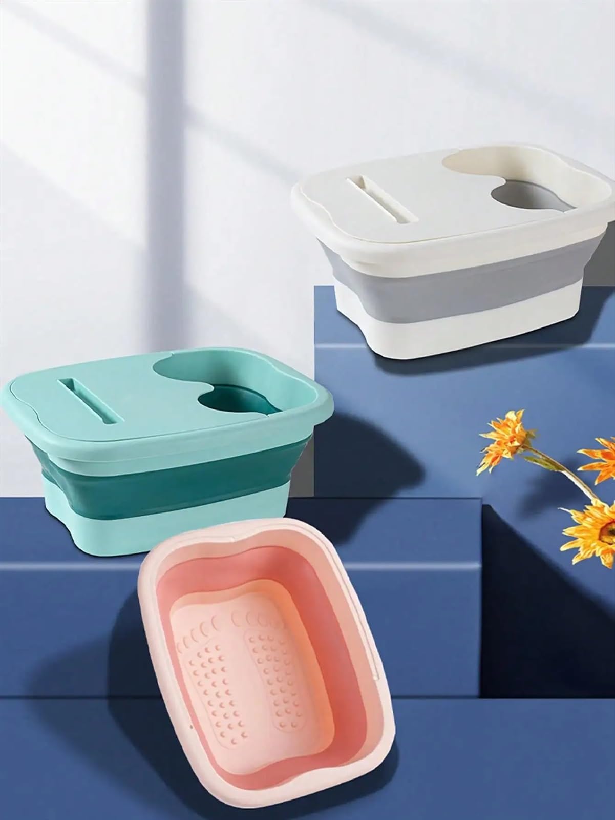 Cubo Plegable Para Remojo De Pies Bañera plegable for pies, Cubo for baño de , for en casa, dormitorio for estudiantes, masaje saludable, grueso portátil plástico, 2 uds