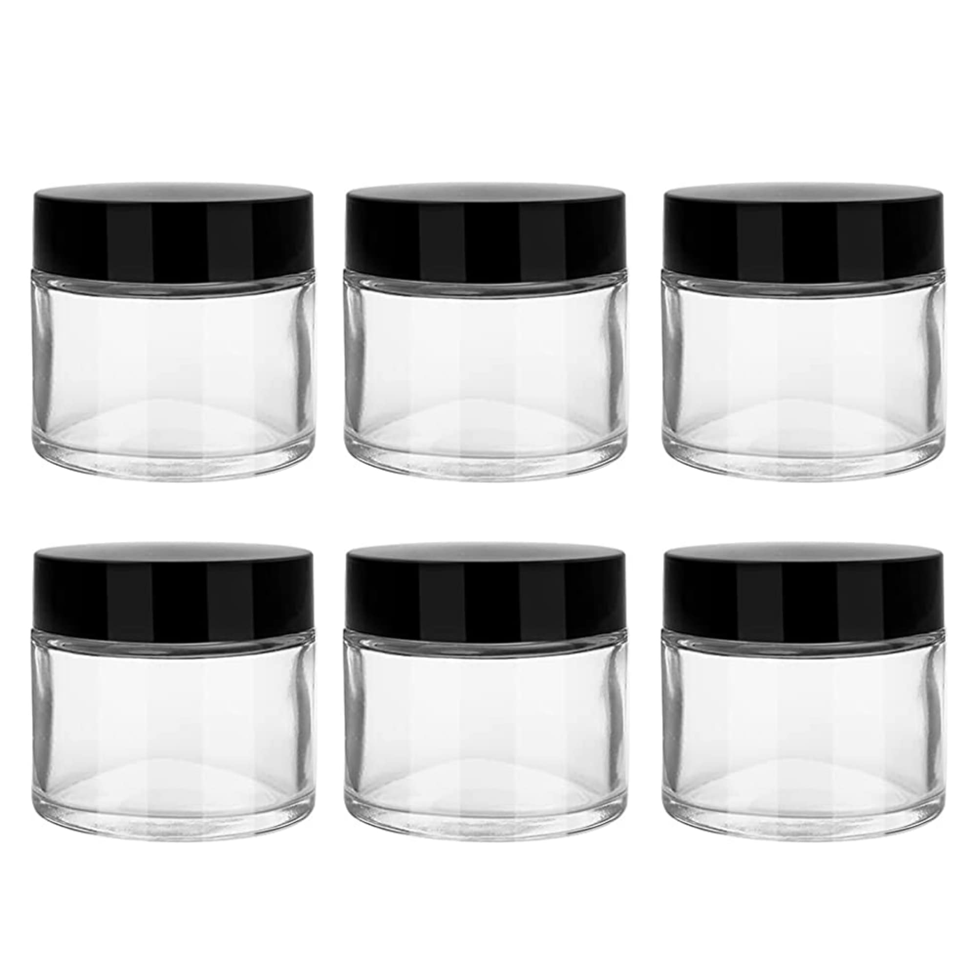 Multipurpose (Pack of 6) Round Clear Glass Cosmetic Jars,50gm with Inner Liners and Black Lids, Travel Jars, Refillable for Makeup, Cream, Lotion, Sugar Scrubs, Eye Shadow Paint, Jewelry-image-29