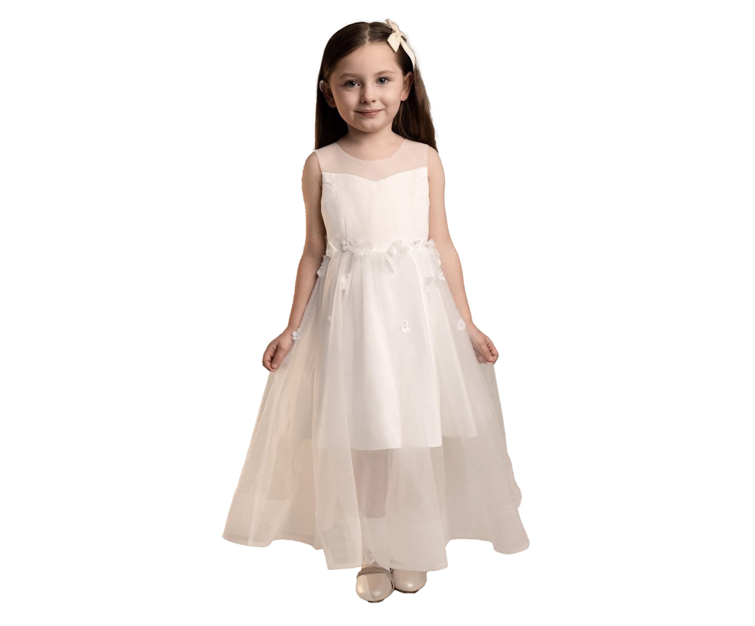 SIRRI Ärmelloses Tüllkleid mit herzförmigem Ausschnitt für Mädchen für Hochzeiten und besondere Anlässe