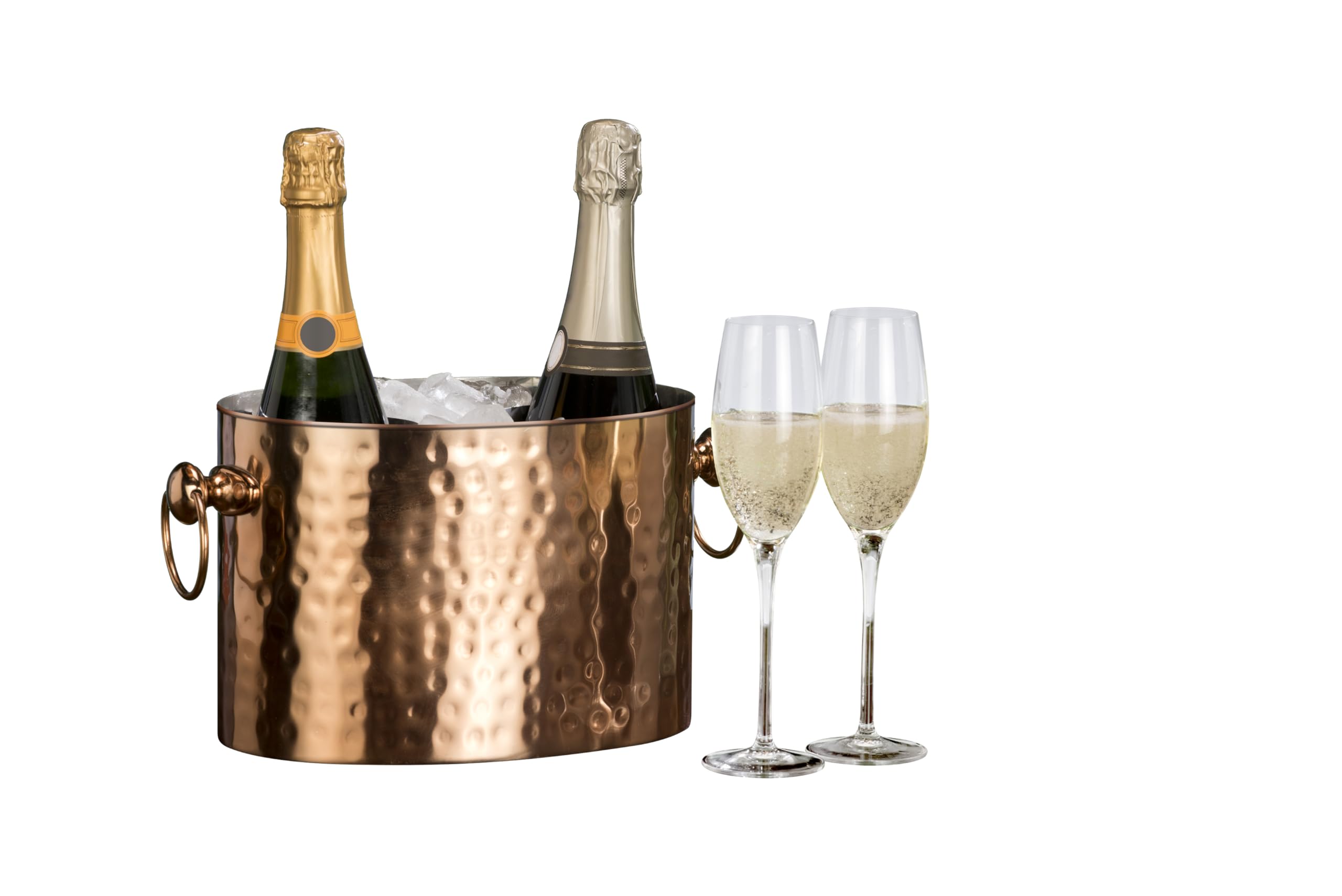 2-Bottle Wine Chiller Ice Bucket | Keeps Wine & Champagne Bottles Cold Without Touching Ice | Handcrafted Artisan Design | Patented Technology | Copper — Amazon image 5