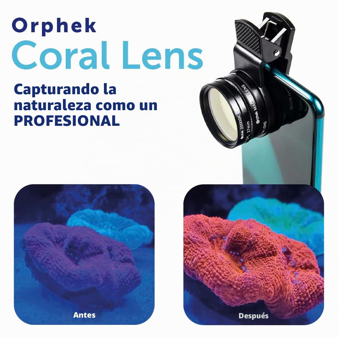 Orphek Extra Wide Coral Lens - Kit para DSRL 52mm y Todos los Smartphones 4 Incluidos: Macro, CPL Polarizado, 15,000k Naranja, 20,000k Amarillo - Fabricado en Vidrio - ¡Mejor Fotografía!