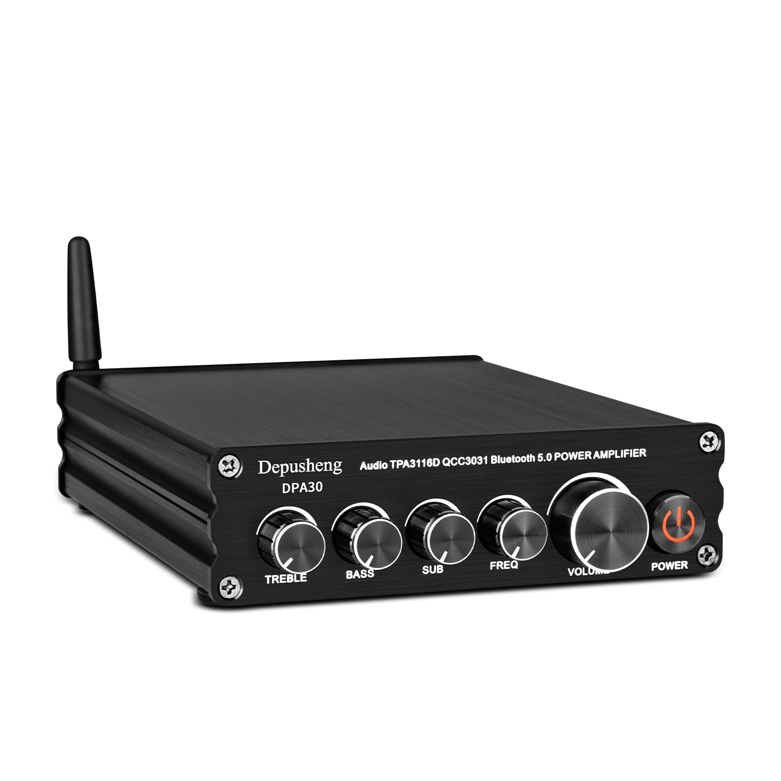 Depusheng DPA30 Amplificatore ricevitore audio 2.1 canali Mini Hi-Fi Bluetooth 5.0 Amplificatore componente audio 50 W x2+100 W per altoparlanti passivi da esterno/subwoofer Subwoofer alimentato