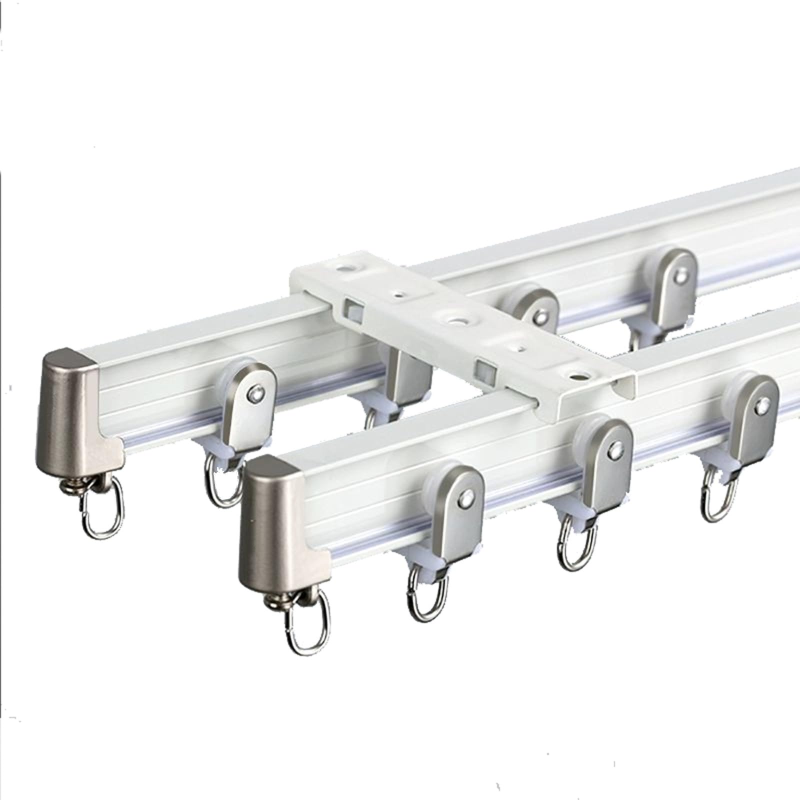 GLDYTVF Double Curtain Rod Kit - Aluminum Tracks & Accessories, Side or Top Mount, Ideal for Room Divider Curt - 2m (6.6ft) Length, Easy Installation
