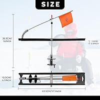 Vista 2 de SF Punta de pesca en hielo plegable con banderas de poste naranja/10.6'' Accesorios de pesca en hielo térmicos a prueba de congelación con banderas