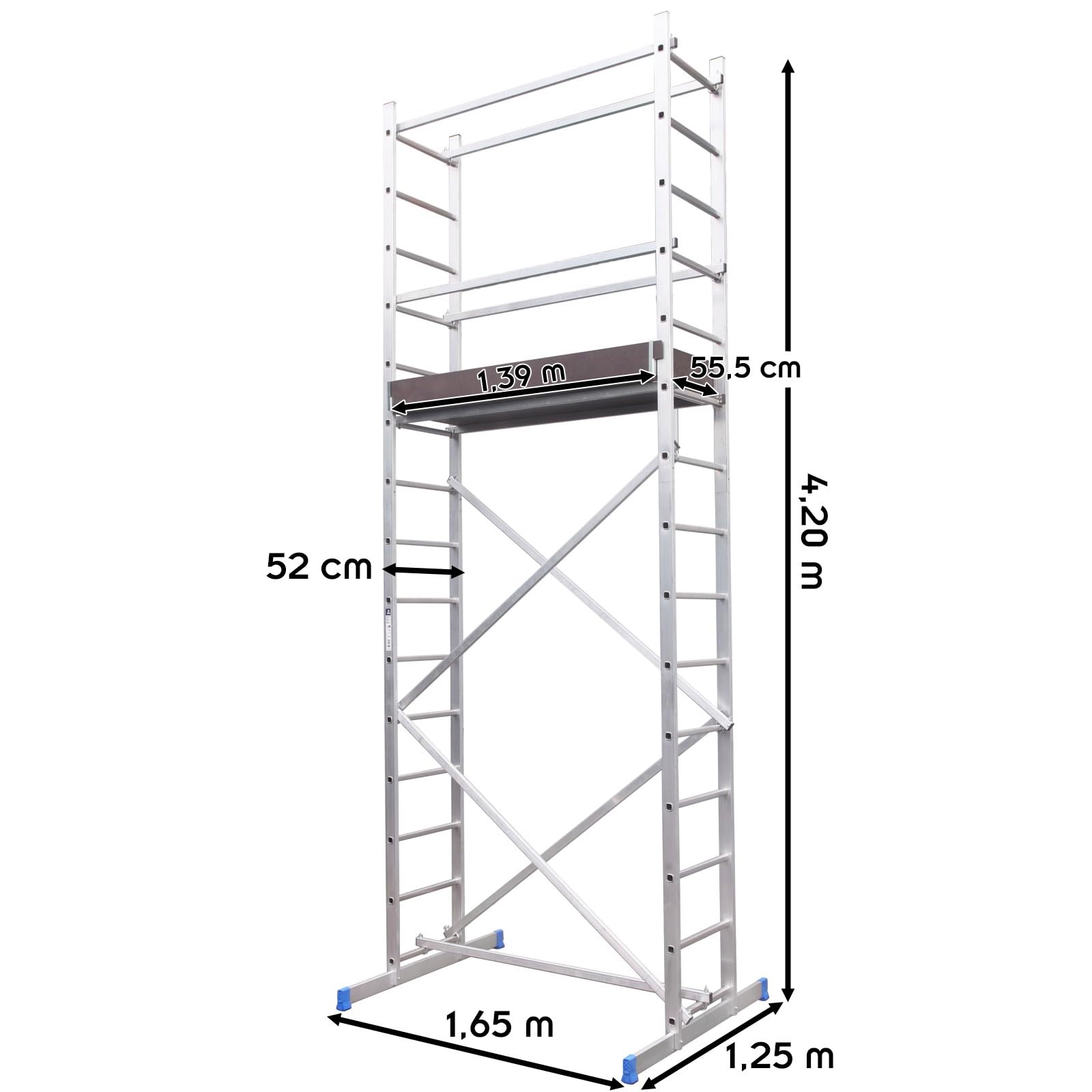 ETRA Echafaudage en aluminium hauteur de travail 5m sans roulettes