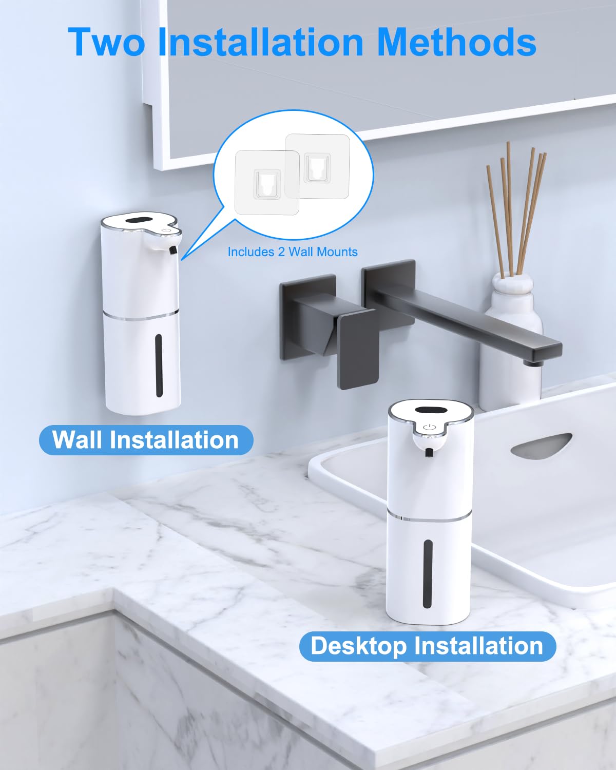 Etopgo Seifenspender Automatisch Schaum, 380ml Schaumseifenspender Elektrisch mit Digitalanzeige, No Touch Seifenspender Schaum mit Sensor, Wandmontage, IPX5 Wasserdicht für Badezimmer, Küche - 4