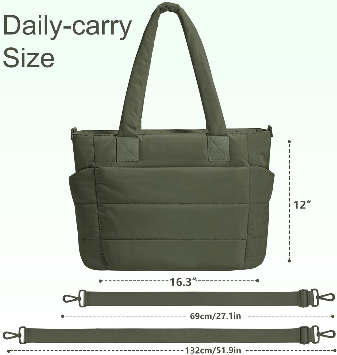 Tote Bag for Women Puffer Tote Bag Large Nurse Bags Shoulder Handbag with Zipper for Work Travel - Image 4