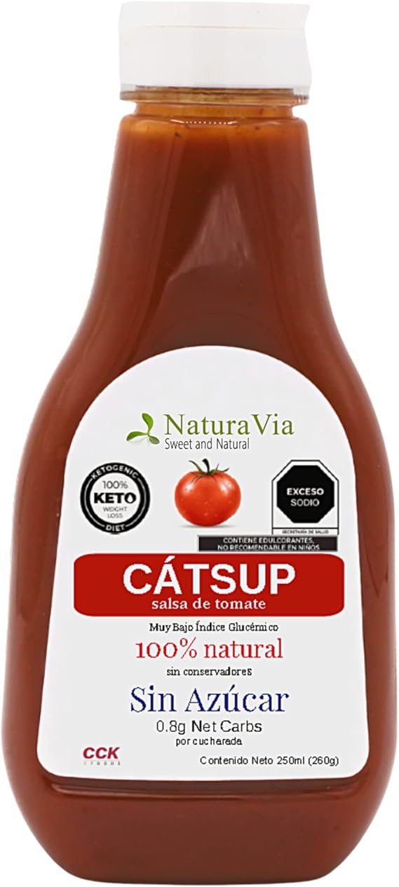 Catsup Keto SIN AZÚCAR 0.8g Net Carbs por porción Vegana 100