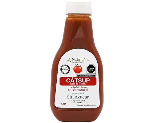 Genérico Ketchup Keto  Sin azúcar  0.03 oz de carbohidratos netos  Vegano  Todo natural  8.5 fl oz  Bajo índice glucémico