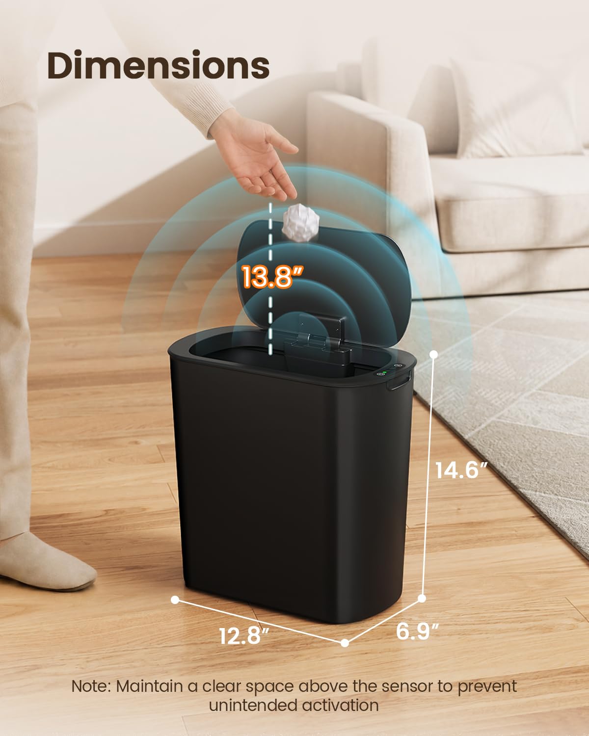 Touchless Bathroom Trash Can - 5 Gallon Automatic -6