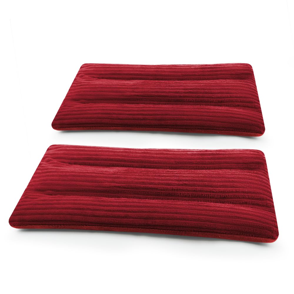 Microwave Heating Pad 6 x 12 Heating Pad Mini Microwave, Microwave Bean Bag Heating Pad for Neck and Shoulders, Moist Heat Pack Pillow Warm Compress for Knee, Joints, Abdomen (Wine Red) - 2 Pack