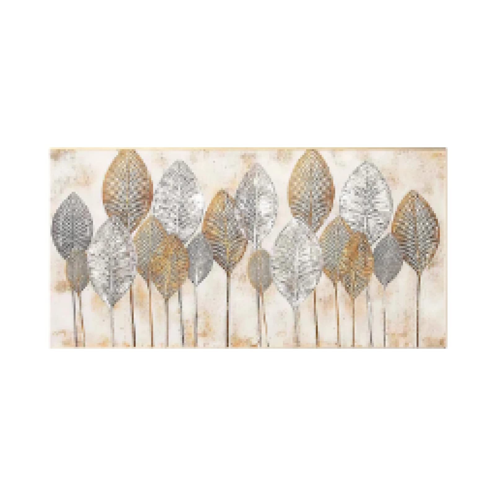 Yooyu Feuilles dorées abstraites Peinture sur toile Affiches et impressions modernes Tableau d'art mural nordique pour salon Décoration de la maison 40x80cm(16x31in) Cadre doré