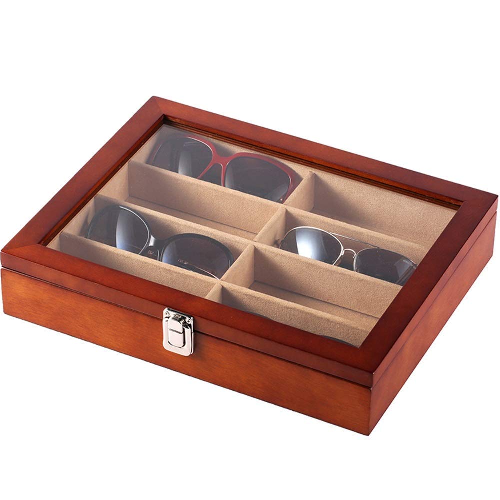 Boîtes organisateurs 8 emplacements Lunettes de Soleil présentoir Organisateur de Stockage de Lunettes et boîte de Collection Grand Support pour présentation avec Serrure idéal pour Les Lunettes