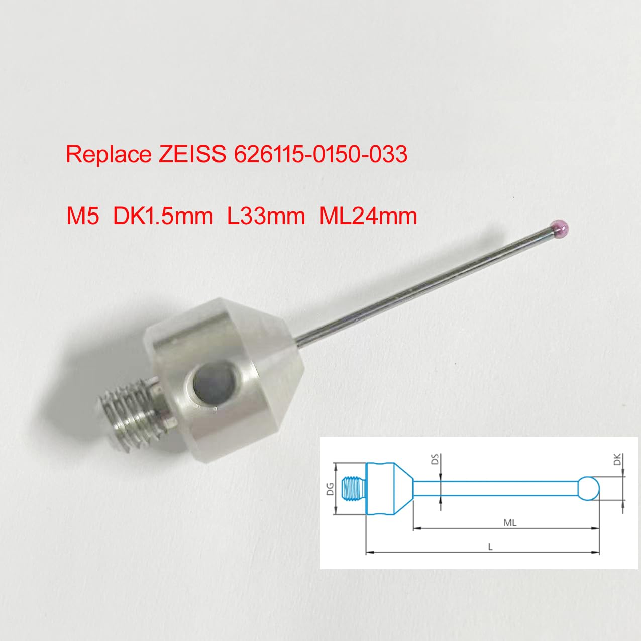 Replace Zeiss CMM Probe Stylus 626115-0150-033 M5 DK1.5 L33mm