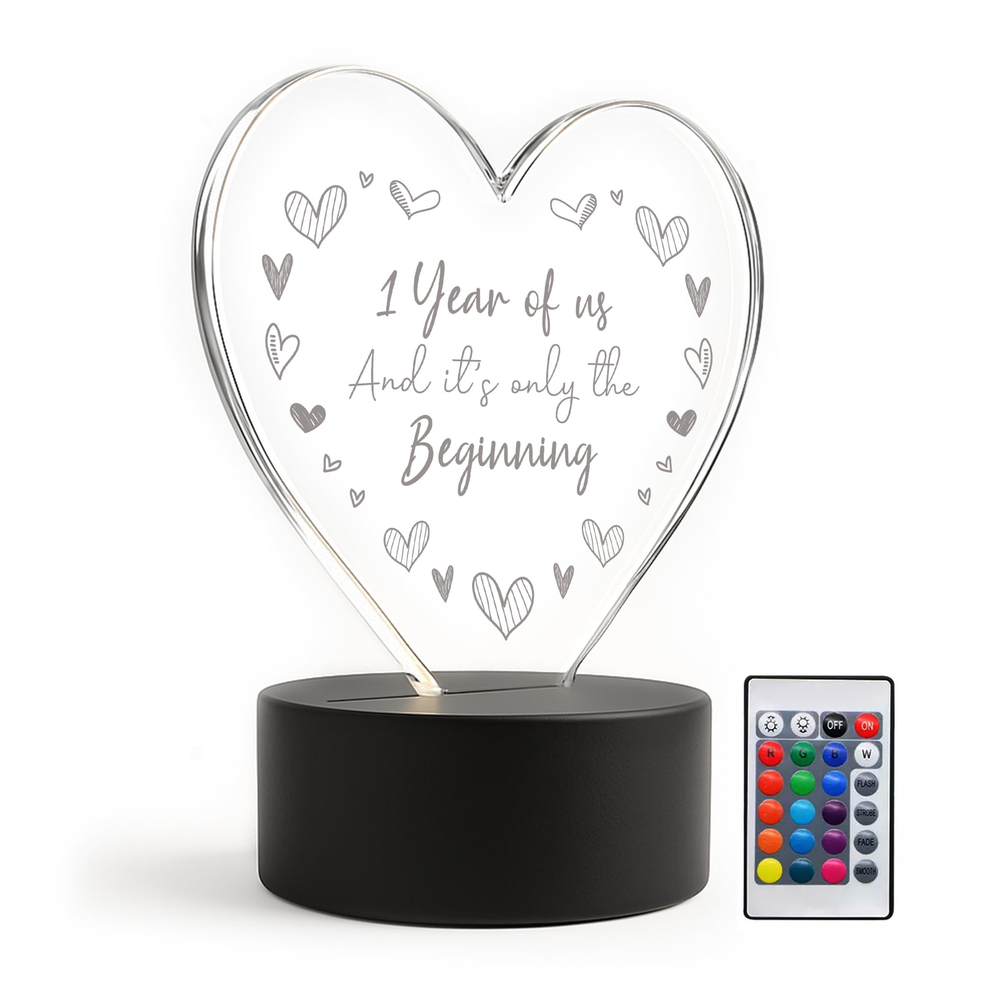 Red Ocean First Anniversary For Boyfriend Girlfriend Husband Wife LED Sign 1st Anniversary For Couple Romantic Him Her LED Sign Keepsake
